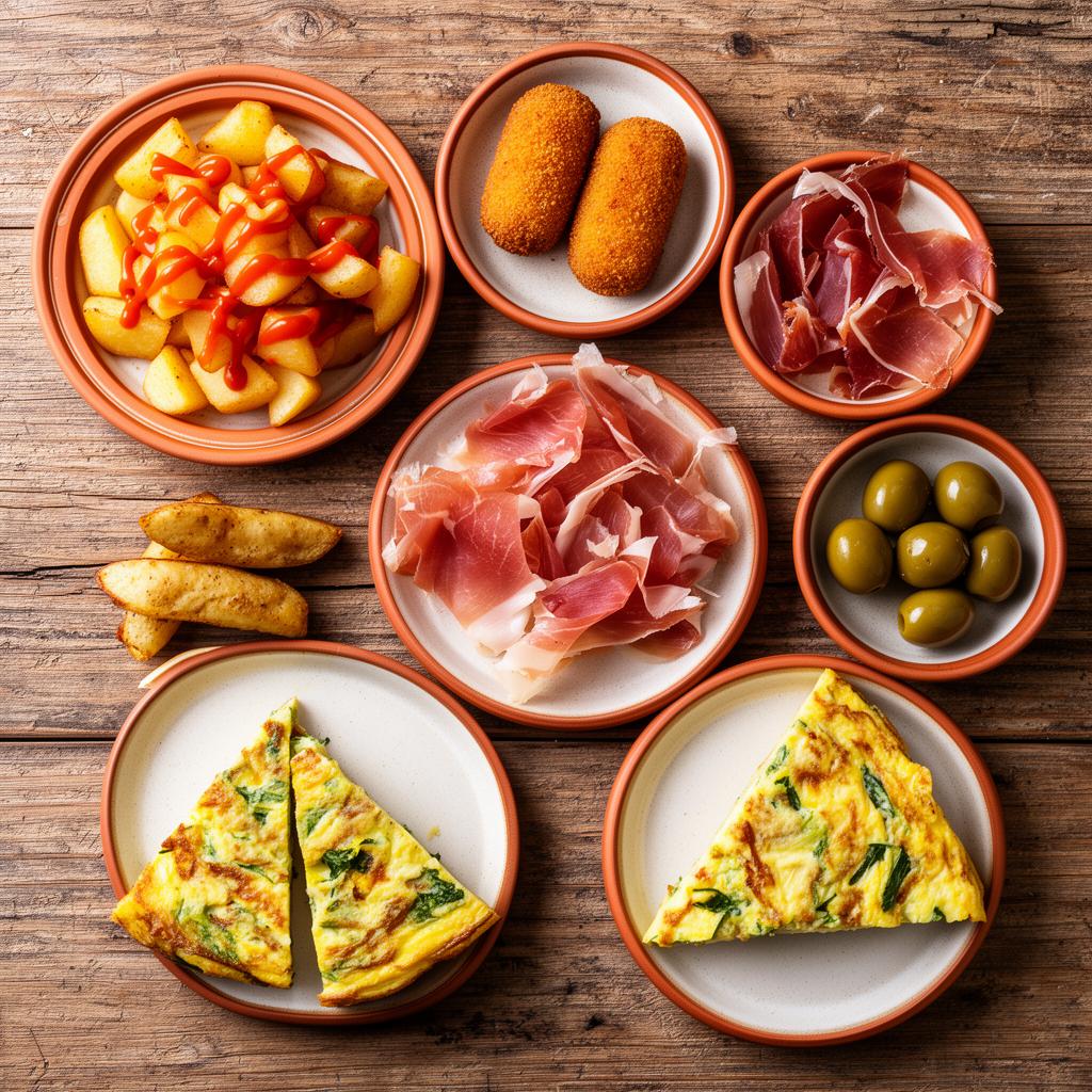 Surtido de tapas tradicionales españolas